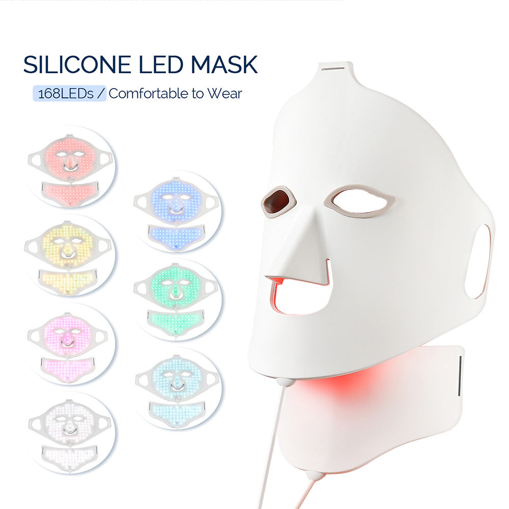 Silicone beauty mask LED photon rejuvenation facial mask instrument red and blue light large row light spectrometer